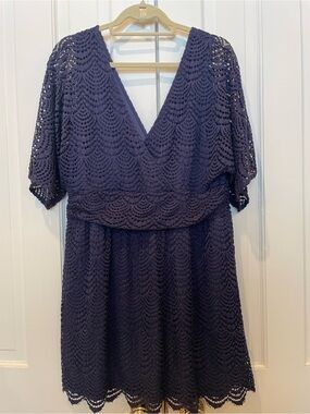NWT Lilly Pulitzer Navy Crochet Lace Parigi skirt romper retail 198$
